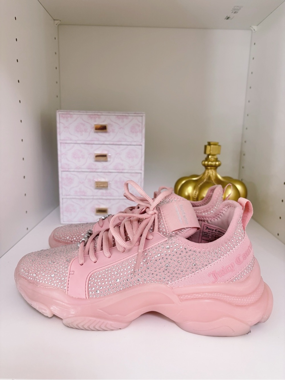 Juicy Couture Blush Pink Rhinestone Chunky Sneakers
